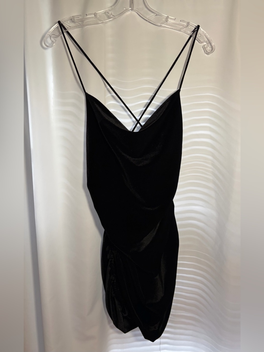 ZARA Black Velvet Mini Dress with Strappy Back size S